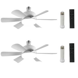 2Pack Socket Fan Light, LED Socket Ceiling Fans with Lights and Remote, 18 Inch Low Profile Screw in Ceiling Fan Light, Dimmable 3000-6500K Fan Light Bulb for Bedroom, Kitchen, Laundry Room, Garage - Retail: $39
