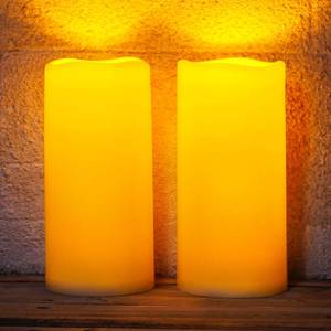 lot 72325 image: Large Solar Candles Outdoor Waterproof, 4x10, Dusk to Dawn, Solar Powered Flameless Candles for Outdoor, Lanterns, Set of 2 - Retail $20