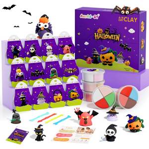 lot 72329 image: Air Dry Clay Kit - Halloween Theme, Modeling Clay for Kids, DIY Model Magic Clay with Sculpting Tools and Tutorials,12 Boxes Molding Clay, Ultra Light, Soft & Non-Sticky, Arts and Crafts Gift for Kids - Retail $20