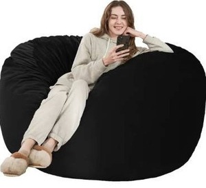 HABUTWAY Bean Bag Chair: Giant 4' Memory Foam Furniture Bean Bag Chairs for Adults with Microfiber Cover 4Ft (Black)