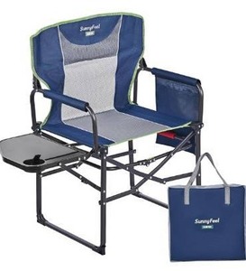 SUNNYFEEL Camping Directors Chair, Heavy Duty,Oversized Portable Folding Chair with Side Table, Pocket for Beach, Fishing,Trip,Picnic,Lawn,Concert Outdoor Foldable Camp Chairs
