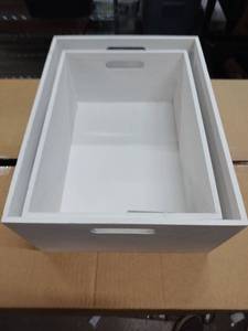 lot 1127 image: Big wooden box small wooden box white christmas-themed big box is 16x12 and Little boxes 14x10 in
