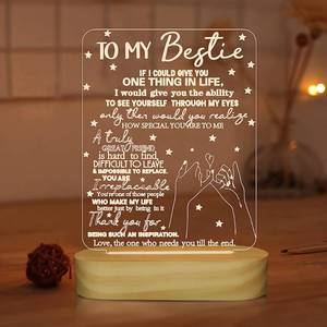 lot 1138 image: to My Bestie Gifts,3D Illusion Lamp I Love You Friends Night Light for Best Friend Sister Girls Women BFF Birthday Holiday Friendship Gift, Soft Warm White Colors LED Wooden Table Lamp