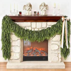 lot 1140 image: 9FT Cedar Garland for Fireplace - Artificial Christmas Garland Thick and Lush Realistic Faux Cedar Fake Pine Needles Garland for Table,Window,Stairs,Mante,Indoor Outdoor Decor (1PCS)