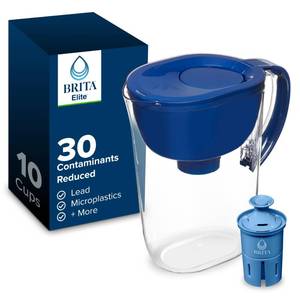 lot 1146 image: Brita Everyday Elite Water Filter Pitcher, Removes 99% of Lead, Includes 1 Filter, 10-Cup Capacity, Blue