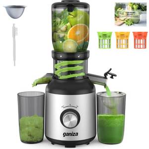 lot 1147 image: Ganiza Cold Press Juicer, 4.3 Compact Space-Saving Design Juicer Machine with 3 Replaceable Filters, One-Touch & Ultra-Quiet Operation, BPA-Free Easy to Clean, Silver
