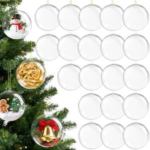lot 1156 image: 20 Pack Clear Plastic Ornaments Fillable DIY Christmas Ornaments 3.1580mm Plastic Clear Ornament Balls for Christmas Tree, Wedding, Party, Home Decor
