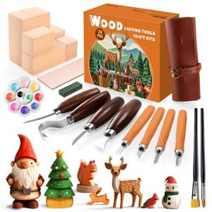 lot 1174 image: Wood Carving Kit for Beginners - Whittling Kit with Wood Blocks and Paint Set - Carving Tools for Beginners - Hobbies for Women and Men - Arts and Crafts for Adults & Kids - Gift for Girls and Boys