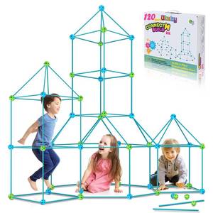 lot 1180 image: Kids Fort Building Kit 120 Pieces Construction STEM Toys for 3 4 5 6 7 8 9 10 11 12 Years Old Boys and Girls Ultimate Forts Builder Gift Build DIY Educational Learning Toy for Indoor & Outdoor
