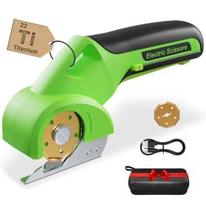 lot 2250 image: Virsin 4V 2000mAh Cordless Cardboard Cutter, Electric Box Cutter for Cardboard with 2 Titanium Blades, LED & Safety Lock, Rotary Cutter for Fabric, Stocking Stuffers Gifts for Men Women - Leaf Green