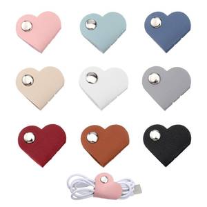 lot 2251 image: 9PCS Heart Cord Organizer, Portable PU Leather Headphone Cable Earbud Data Cord Protector Headphone Cable Straps Wire Organizer, Storage PU Leather Earphones Storage Straps for Electronics Earbuds USB