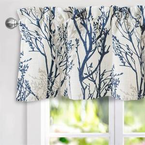 lot 2265 image: DriftAway Tree Branch Linen Lined Valance Double Layer Thermal Insulated Room Darkening Blackout Valances 3 Inch Rod Pocket Short Window Valance for Living Room Bathroom 52 Inch by 14 Inch Blue