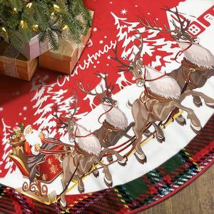 lot 2268 image: Christmas Tree Skirt 36 inch Large Tree Skirt Santa Claus Reindeer Carriage Red Xmas Tree Skirt Rustic Christmas Tree Mat Decorations for New Year Party Decor Indoor Outdoor(Santa Claus, 36 inch)