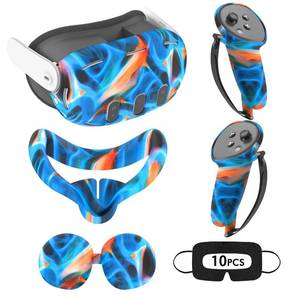 lot 2278 image: VR Silicone Case for Meta Quest 3, Accessories for Oculus Quest 3, Face Cover, Controller Grips, Shell Cover, Lens Cover, Disposable Eye Cover (Fluorescent)