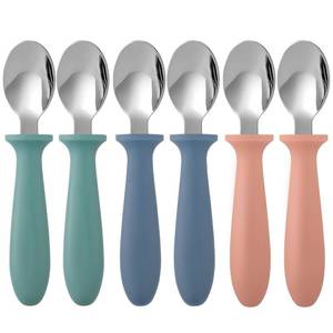 lot 2281 image: Pimoys 6-Pack Stainless Steel Toddler Spoons Baby & Kids Utensils for Self-Feeding Plastic Handle Dishwasher Safe