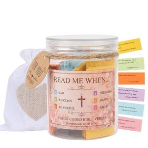 lot 2282 image: Handmade Jars Bible Verses in a Jar Hope Prayer Scripture Jar Church Biblical Christian Gifts for Dad Mom Teacher Women Men Read Me When Plastic Jars with 96 KJV Bible verses