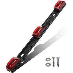 lot 2294 image: Partsam Red Clearance ID BAR Marker Light 3 Light 9 LED Trailer Sealed Stainless Steel, DOT Approved Sealed 3-Light Truck and Trailer Identification LED Light Bar Red Led Strip wBlack Base