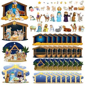 lot 2298 image: Glenmal 32 Sheets Make a Nativity Scene Sticker Nativity Crafts for Kids Religious Christmas Crafts Stickers with Scene Cardboard and Rope for Party Favors Christmas Tree