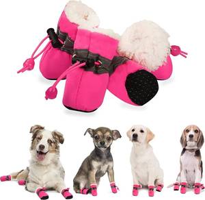 lot 2309 image: YAODHAOD Dog Shoes for Winter, Dog Boots & Paw Protectors, Fleece Warm Snow Booties for Puppy with Reflective Strip Anti-Slip Rubber Sole for Small Medium Size Dogs,Size 3 1.5x1.3 (LW),Pink