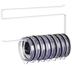 lot 2312 image: Tumbler Lid Organizer, Horizontal Tumbler Lid Storage Hook Up to 10 Lids, Space Saving Cup Lid Holders Under Cabinet Tumbler Lid Hook for Kitchen Organizer and Storage, Paper Towel Rack Hanger (White)