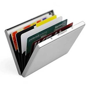 lot 2329 image: Doutop Credit Card Holder Card Wallet RFID Blocking Brushed Stainless Steel Bank ID Card Holder Case Box Pocket Purse for Men Women