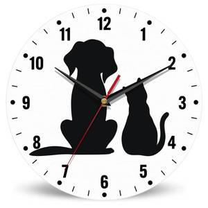 lot 2332 image: SPUNKER Clock for Bedroom,Black Cat Dog Wall Clock Battery Operated 10 Inch,Animals Round Clock Silent Non-Ticking Wall Decor for Farmhouse Office Home School Living Room Bedroom