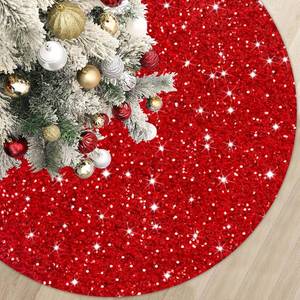 lot 2358 image: Red Xmas Tree Skirt 36 Inch Glittery Christmas Tree Skirts Thick Xmas Tree Mat Round Xmas Tree Skirts Velvet Christmas Tree Blanket Unique Sequin Tree Skirts for Christmas Home Banquet Decoration