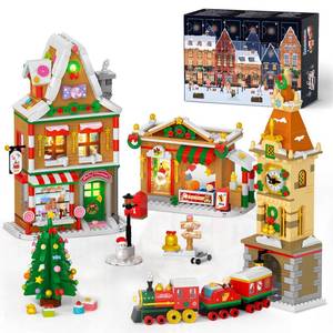 lot 3527 image: INSOON 2025 Advent Calendar Christmas Mini Building Set with Light, 24 Days Countdown City Main Street Building Block Kit with Xmas Tree, Holiday Gift Building Toys for Adults Kids Boys Girls Ages 8