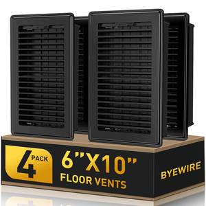 lot 3535 image: Floor Register - Floor Vent Covers 6x10 - Heavy Duty Steel Vent Covers for Home Floor and Wall - Adjustable Air Vents for Bedrooms & Living Rooms - Proof Finish Walkable Floor Vents - Black - 4 Pack