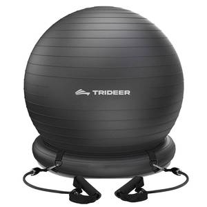 lot 3538 image: Trideer Exercise Ball Chair with Base & Resistance Bands for Home Gym, Stability Ball Seat for Core Workout and Back Support