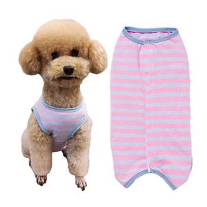 lot 4308 image: Dog��s Recovery Suit Post Surgery Shirt for Puppy, Wound Protective Clothes for Little Animals(Pink Blue Stripe-XXS)
