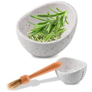 lot 4329 image: Pottery Herb Stripper Bowl, Small Handmade Resin Herb Stripper, Ceramic Herbs Grinder Pill Crusher Set Parsley Thyme Rosemary, for Pill Crusher, Spice, with Multi Size Holes(ColorWhite)