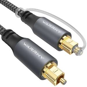 lot 4335 image: Warrky Optical Audio Cable, 6ft  1.8m Optical Cable for Soundbar, TV, Stereo Systems, Home Cinema Nylon Braided, Slim Metal Case, Fiber Optic Audio Cord for Samsung, Vizio, LG, Bose, Sony, Sonos