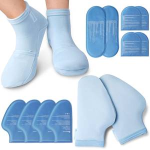 lot 4341 image: RelaxCoo Cold Therapy Socks & Gloves for Chemotherapy Neuropathy, Chemo Care Package for Women and Men, Foot & Hand Ice Pack Wrap for Plantar Fasciitis, Carpal Tunnel, Arthritis Hand Pain Relief, L