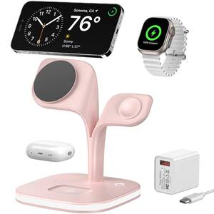 lot 4345 image: EXW Magnetic Charging Station, 5 in 1 Faster Mag-Safe Wireless Charger Stand for iPhone17Air1615141312 ProMaxMiniPlus, Apple Watch 109876SE5432 and Airpods 32ProPro 2 with LED
