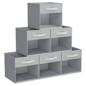 lot 5279 image: DIMJ Storage Cubes, 11x 11 inch Cube Storage Bin, 6 Pack Closet organizers and storage Bins with Window, Collapsible Baskets with Handle for Shelves, Clothes, Toys, Books (Grey)