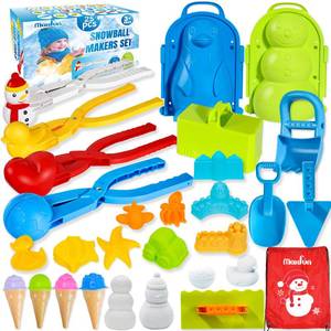 lot 5287 image: Max Fun 25Pcs Winter Snowball Tool Kit with Handle for Snow Ball Shapes Fights Duck for Kids Toddlers Adults Outdoor Sand Molds Beach Toys