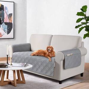 lot 5291 image: TAOCOCO Waterproof Loveseat Covers for Pets Dogs with Non Slip Backing, Sofa Seat Covers with Pocket for 2 Cushion Couch Washable Dog Couch Cover Protector Sofa Slipcovers(Loveseat Plus, Light Gray)