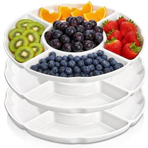 lot 5302 image: Pumtus 3 Pack Divided Serving Tray, 13 Inch Melamine Chip and Dip Platter, 5 Sectional Appetizer Veggie Plate, Party Snack Relish Tray for Serving Food, Nuts, Candy, Dried Fruit, Veggies