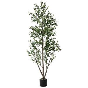 lot 5319 image: Olive Tree, 6FT Tall Faux Olive Tree with Lights Moss and Planter, Olive Trees Artificial Indoor with Realistic Wood Trunk and Lifelike Fruits, Fake Olive Tree for Home Office Living Room Decor