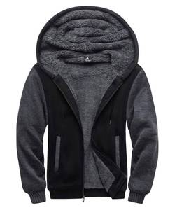 lot 5321 image: SCODI Hoodies for Men Heavyweight Fleece Sweatshirt - Full Zip Up Thick Sherpa Lined Hooded Jacket Black Grey XL