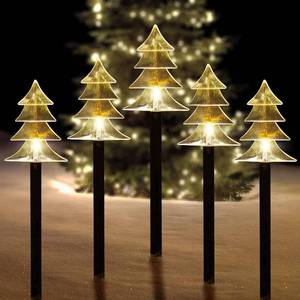 lot 5326 image: ILLUMINEW Outdoor Christmas Decorations, Solar Christmas Pathway Lights, Set of 5 Waterproof Landscape LED Lights for Yard Lawn Patio Walkway Decor