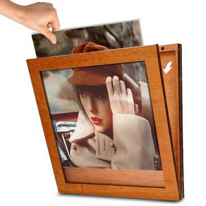 lot 5329 image: DORNELIA Wooden Vinyl Record Display Frame for 12x12 Inch, Front Opening Vinyl Record Storage Display, Album Frames, Record Holder for The Wall, LP Cover Display (Brown)
