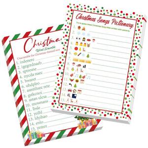 lot 6349 image: COCHIE 30 Players Christmas Party Games for Adults Family Office Large Groups, Xmas Parties Songs Pictionary Game, Guesstures Game, Word Scramble Games with Answer Key (Christmas Tree)