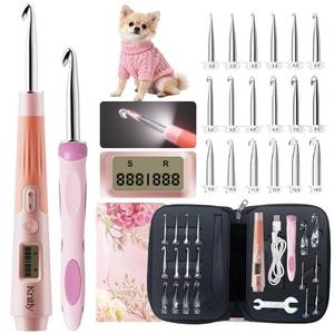 lot 6357 image: knitly Light Up Crochet Hooks Set with Digital Counter,18 Size Counting Crochet Hook with 2.0��14.0 mm Interchangeable Hooks,Ergonomic Crochet Kit&Gift for Arthritic Hands