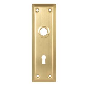 lot 6364 image: newliplace 2 Pack Mortise Lock Door Plates for Interior Doors, Old Style Mortise Door Knob Backplate Replacement, Brushed Gold Door Escutcheon Plates