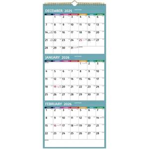 lot 6376 image: A2026 Wall Calendar - 3 Month Calendar 2026 Vertical, Jan 2026 - Dec 2026, 3 Month Wall Calendar 2026, 11 x 26 In Open, 2026 Calendar with Large Print, Holidays, Thick Paper, Priorities �� Notes
