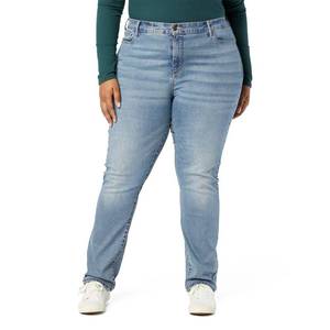 lot 6393 image: Levi Strauss Signature Gold Womens Curvy Totally Shaping Straight Jeans Mid-Rise Stretch Denim (Available in Plus Size), Blue Ice-waterless, 12 Long
