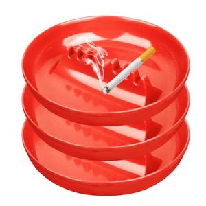 lot 6396 image: BESUPERT 3Pcs Red Ashtray Sets, Ash Tray for Cigarettes and Cigar, Round Large Size Plastic Ashtrays, for Indoor Outdoor Home Office Patio Restaurant Bar Hotel Use (Set of 3 Red)