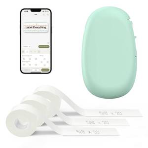 lot 6398 image: SUPVAN E10 Bluetooth Label Maker Machine with 3 Tapes, Continuous Waterproof Label, Versatile App with 35 Fonts and 1k Icons, Inkless Labeler for Home, Kitchen, School, Office Organization, Green